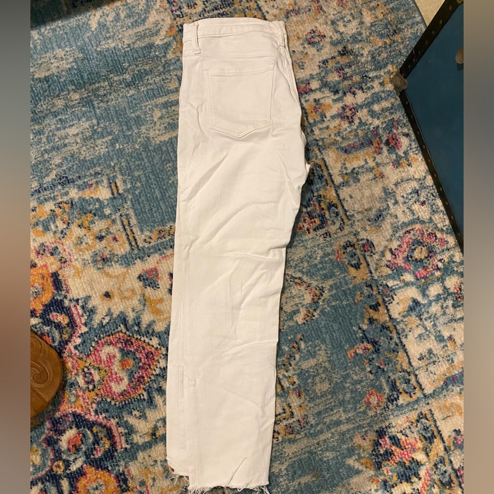 J. Crew Factory High Rise Vintage Straight Fray Ankle White Jeans - Picture 5 of 5